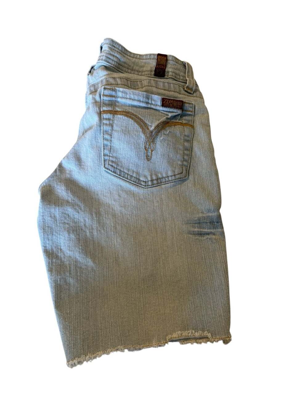 Y2K low rise ZD Premium Light Wash Raw Hem Denim Shorts,‎ Size 5 - Picture 2 of 4